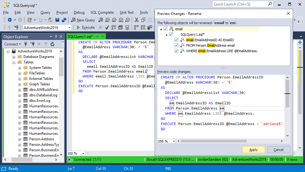 screenshot of SQL Complete